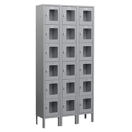 Salsbury Industries Salsbury Industries S-66368GY-U 6 ft. H x 18 in. D See-Through Metal Locker - Six Tier Box Style - 3 Wide - Unassembled - Gray S-66368GY-U